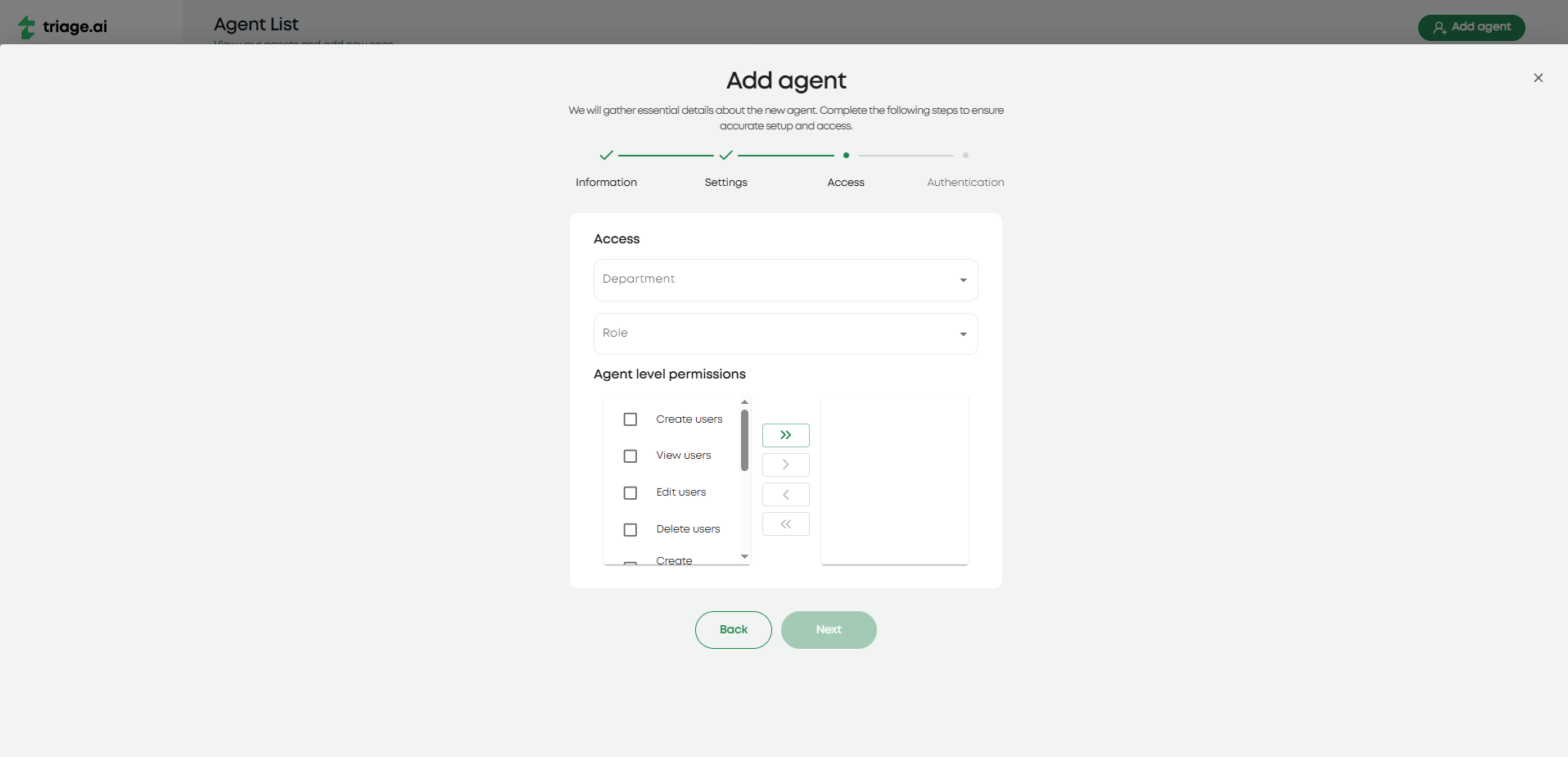 Photo of agent permissions