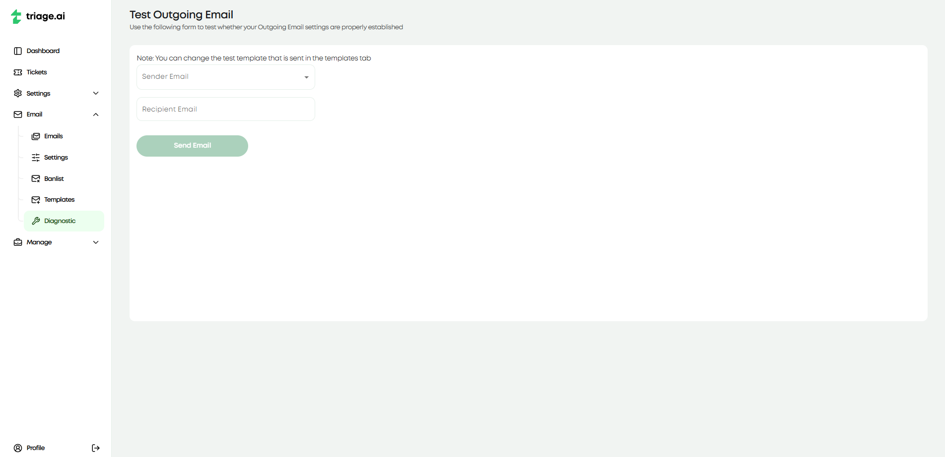 Photo of email diagnostic