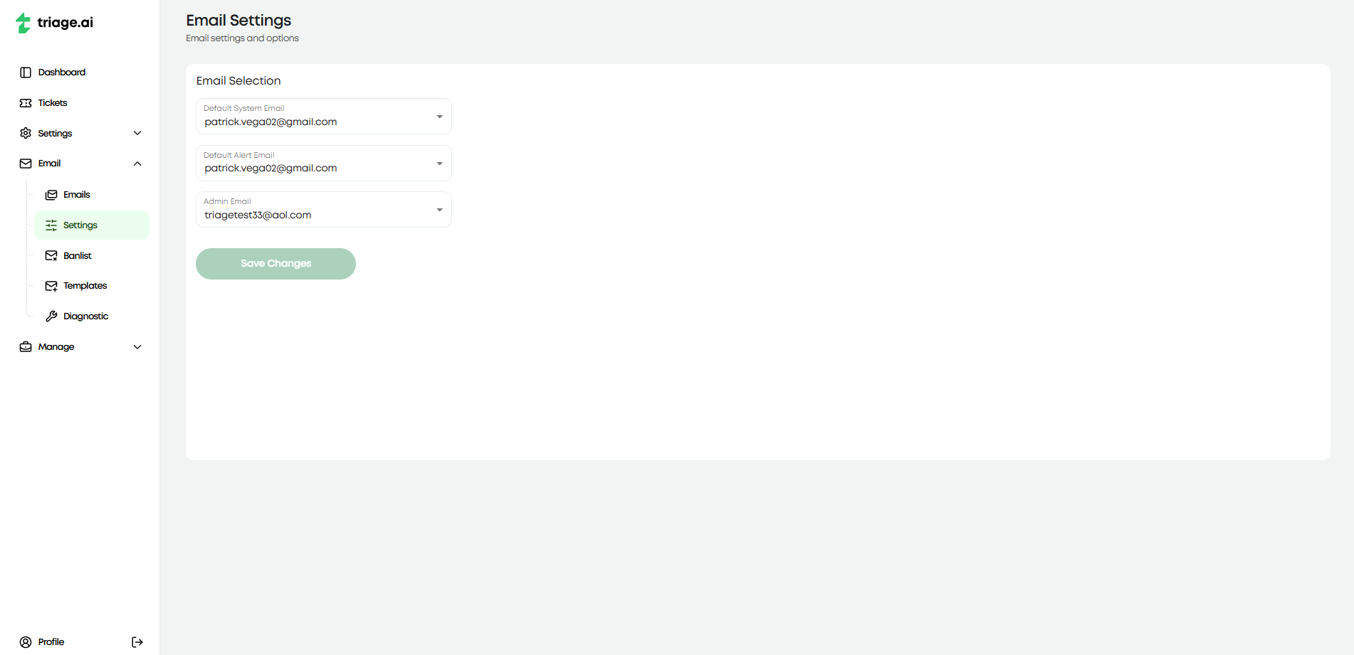 Photo of email settings