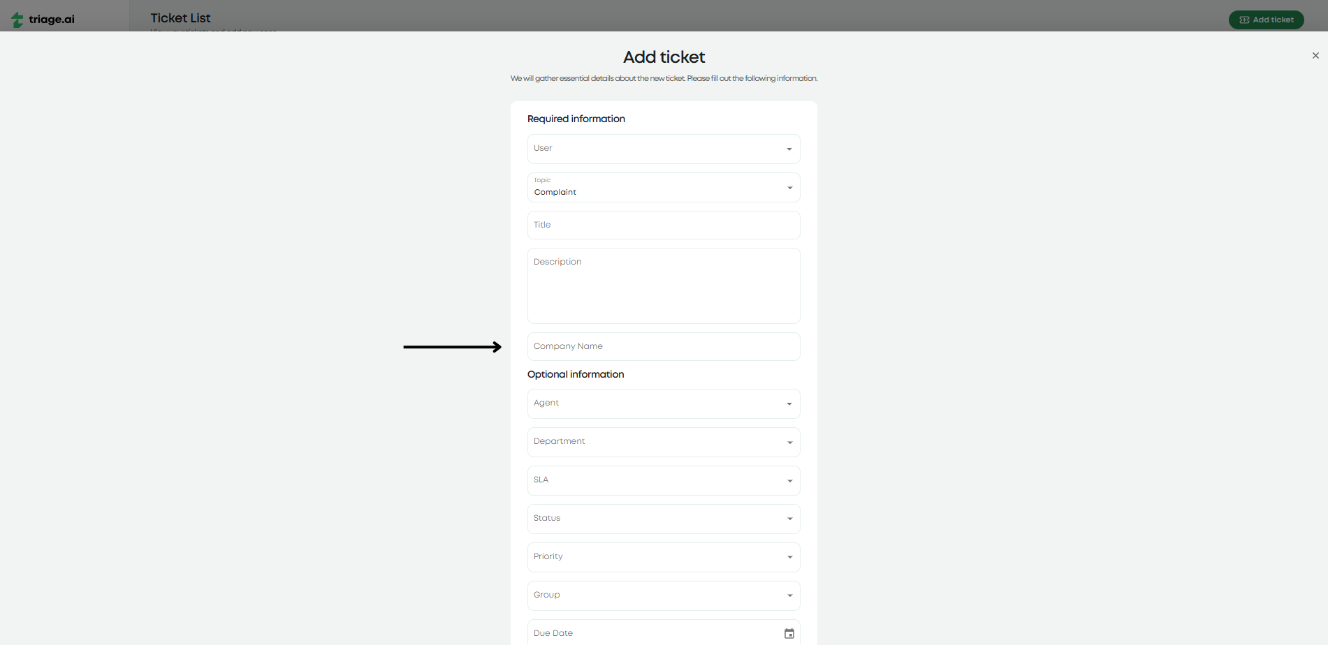 Photo of creating a forms in a ticket