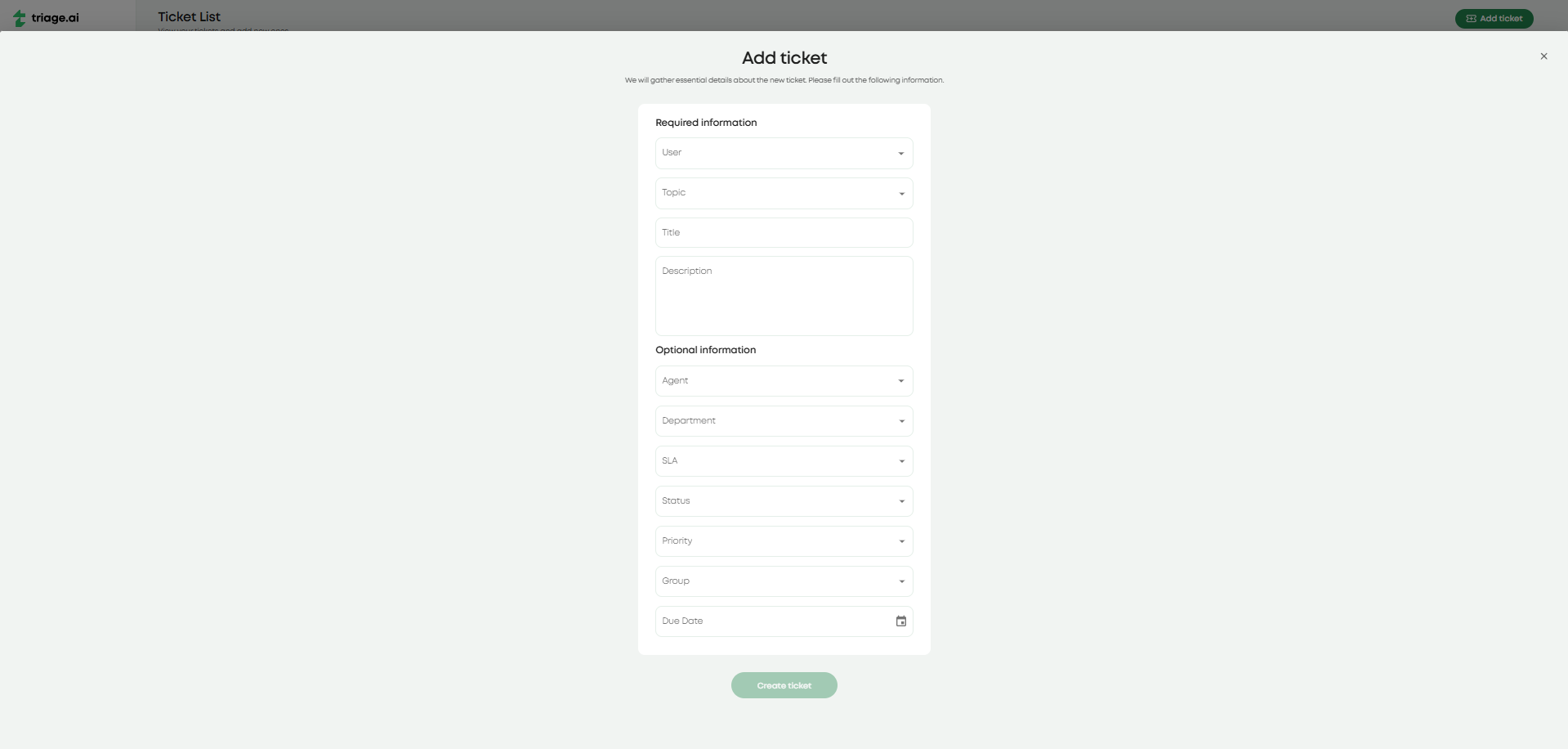 Photo of advanced ticket creation